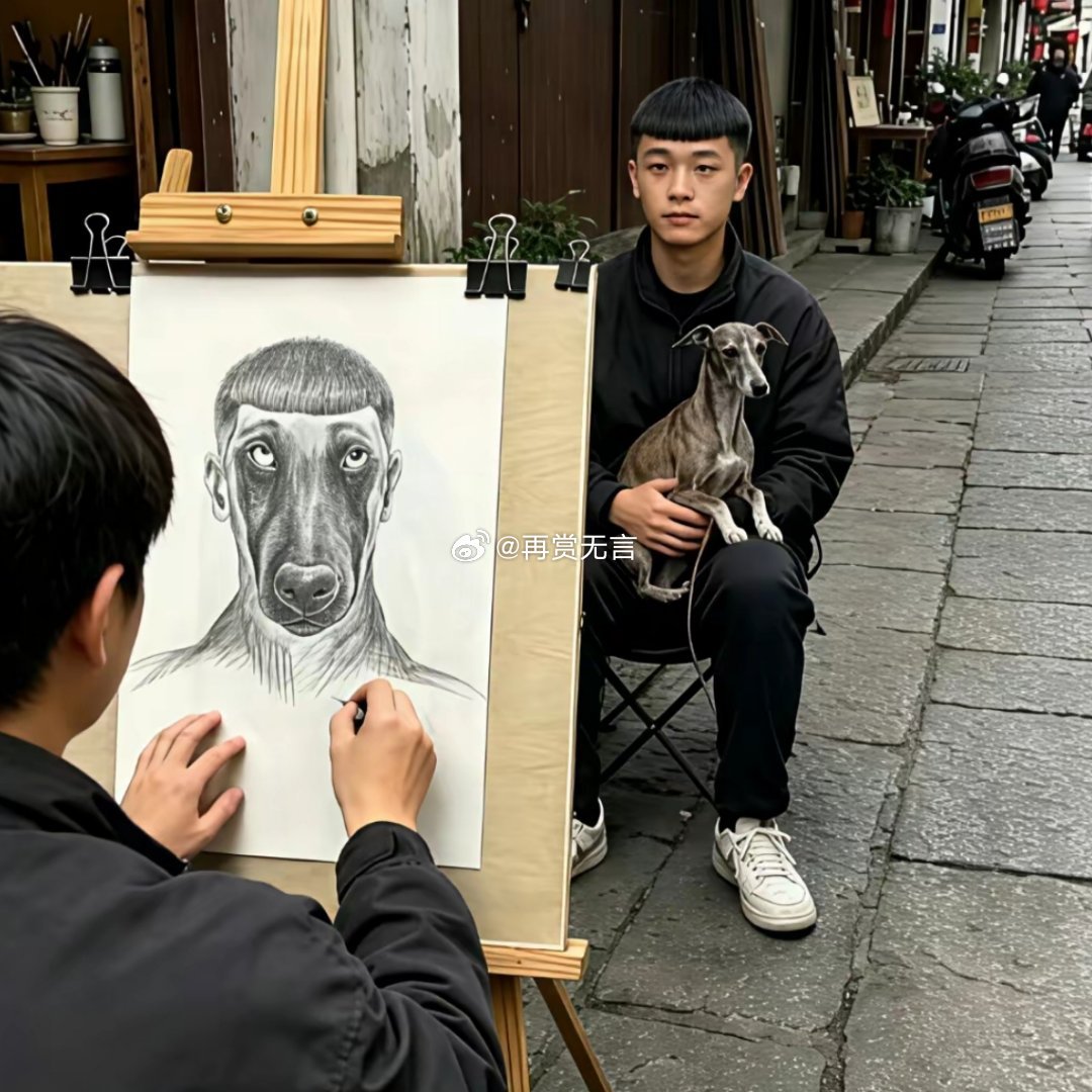 顾客要求把它的狗也画进去 