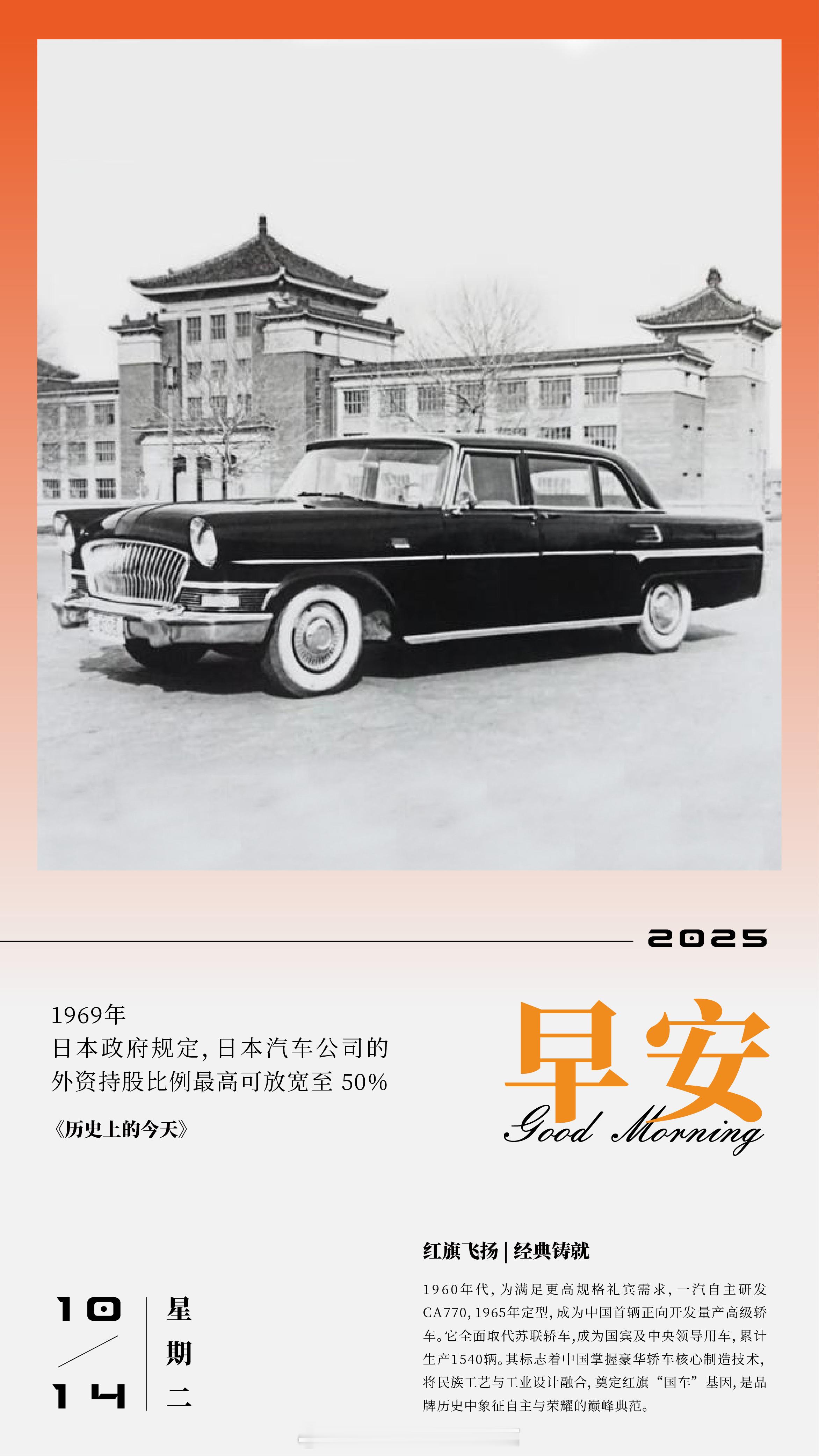 1960年代，为满足更高规格礼宾需求，一汽自主研发CA770，1965年定型，成