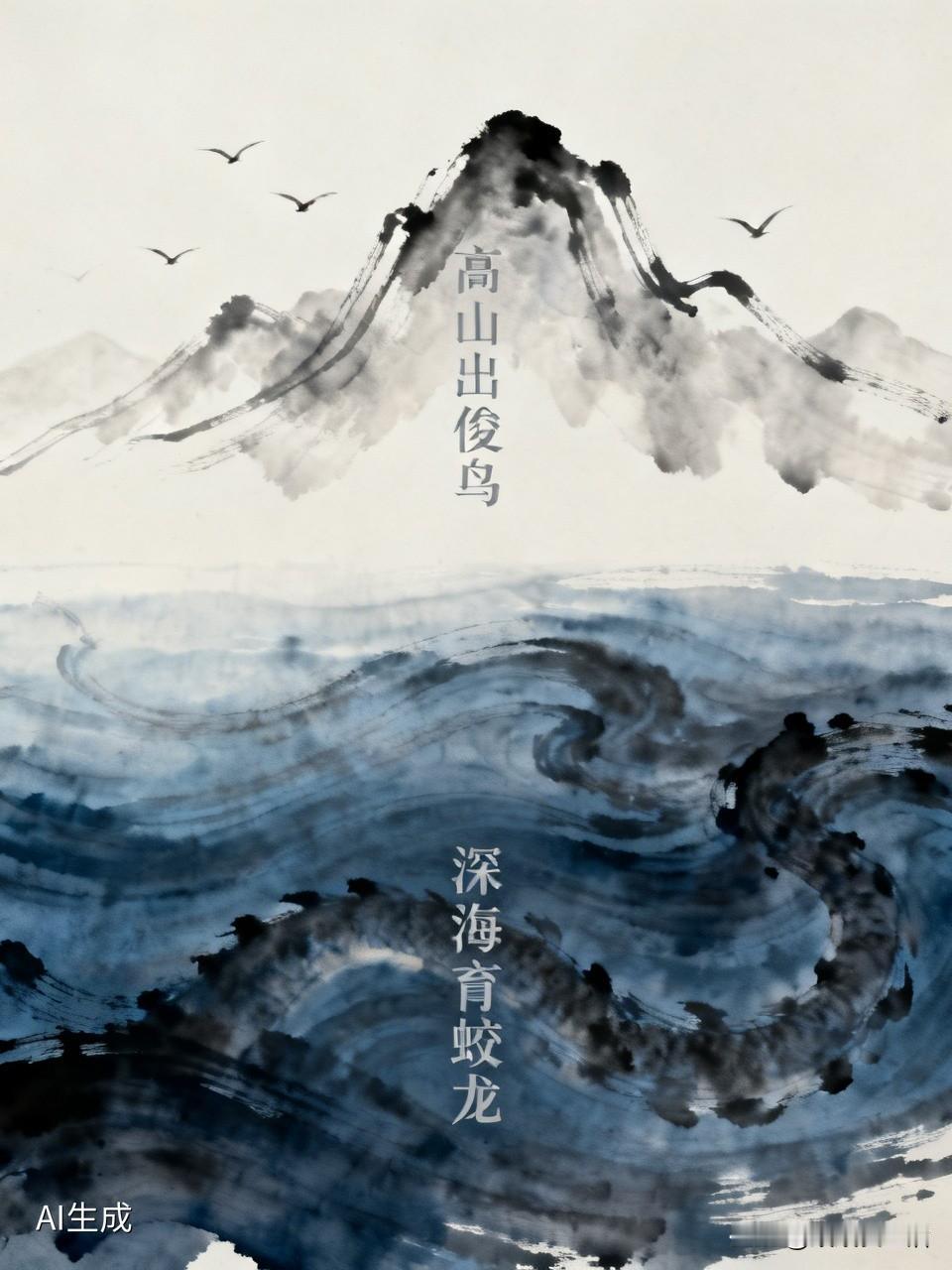 上联：高山出俊鸟，求下联：…？深海育蛟龙！