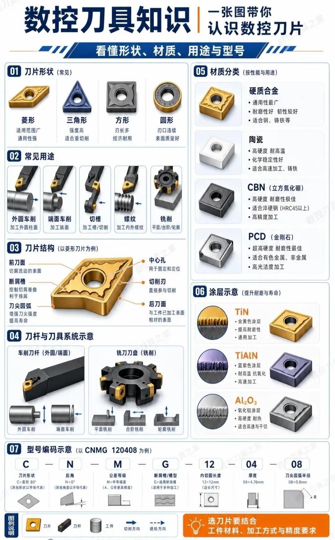从七个维度来认识数控刀片1.数控刀片形状2.数控刀片常见用途3.数控刀片结构4.