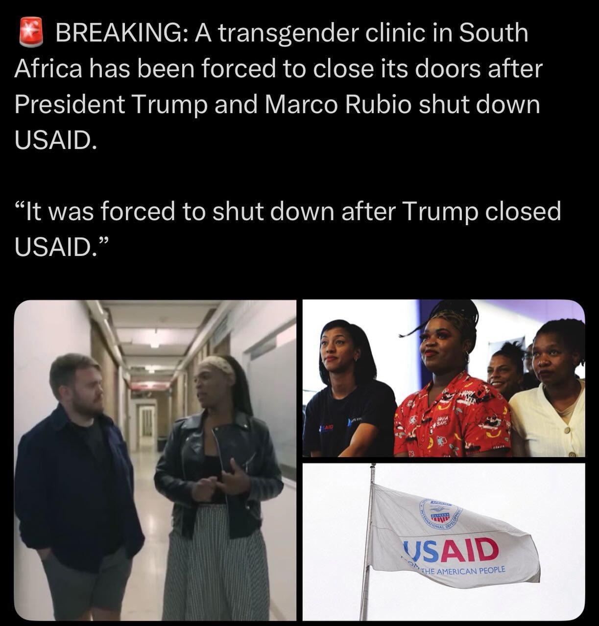 由于特朗普和马可·鲁比奥关闭了美国国际开发署（USAID），停止向国外非政府组织