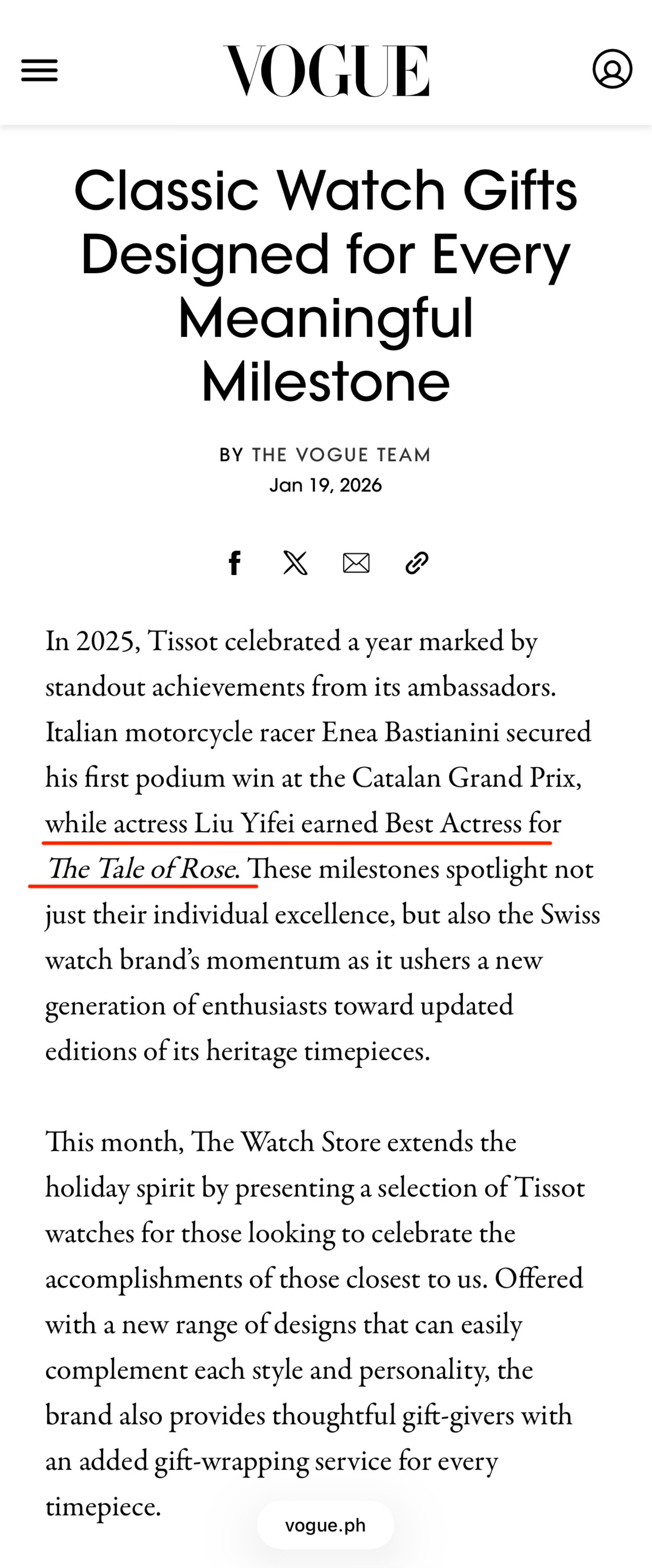 刘亦菲刘亦菲 lyf 天梭全球品牌代言人刘亦菲 Vogue Philippine