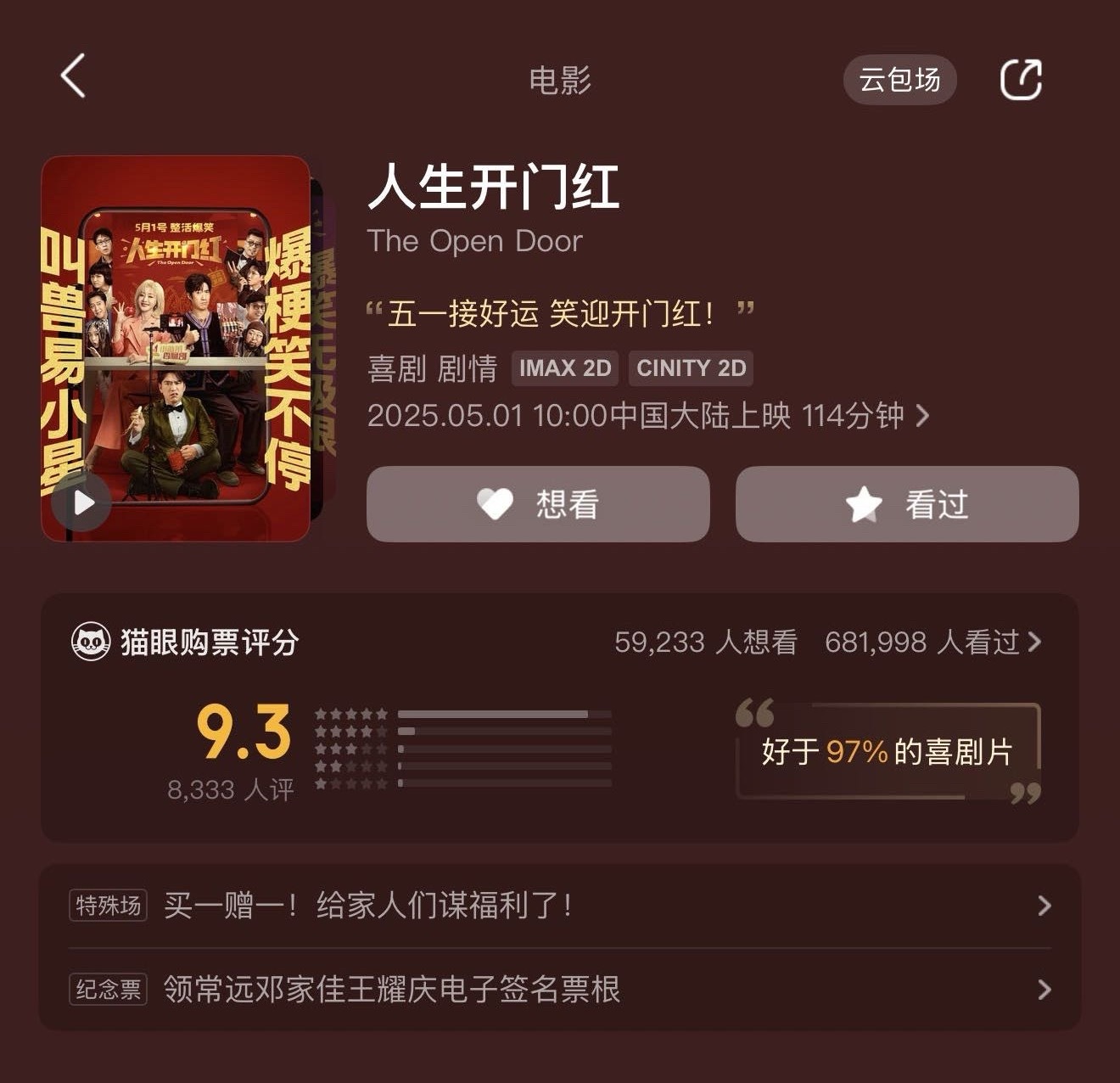 五一档电影豆瓣开分 还有没看五一档电影的吗，还有没看人生开门红的吗，现在豆瓣开分