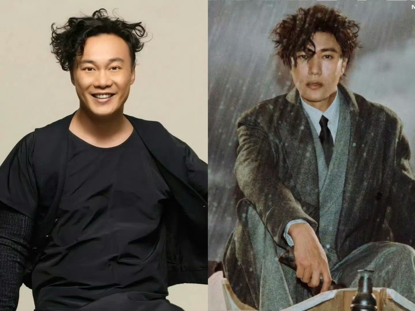 陈坤假发造型撞了陈奕迅陈坤雨中绅士陈坤假发造型撞了陈奕迅，好帅的哥 