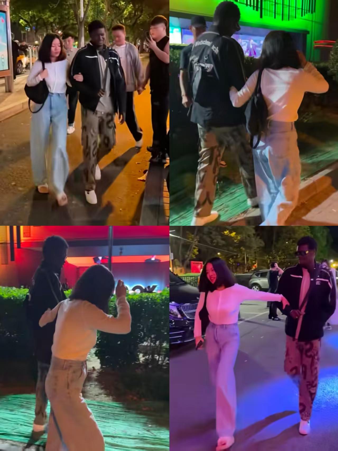小仙女带黑人男友体验三里屯夜生活，看她表情好像很自豪， 走出了六亲不认的步伐。小