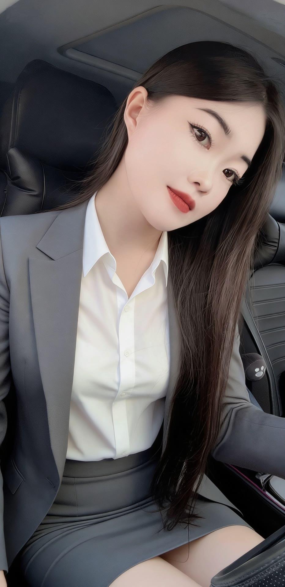 职场女性，优雅自信，车中自拍，美丽动人！