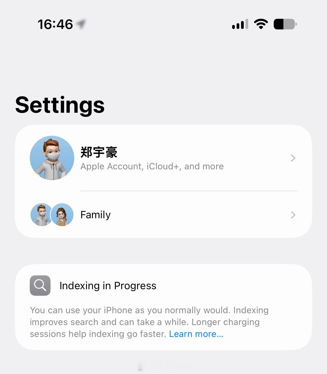 升级 iOS 27 好几天了，一直显示「索引进行中」，大家可以用Mac查看索引进