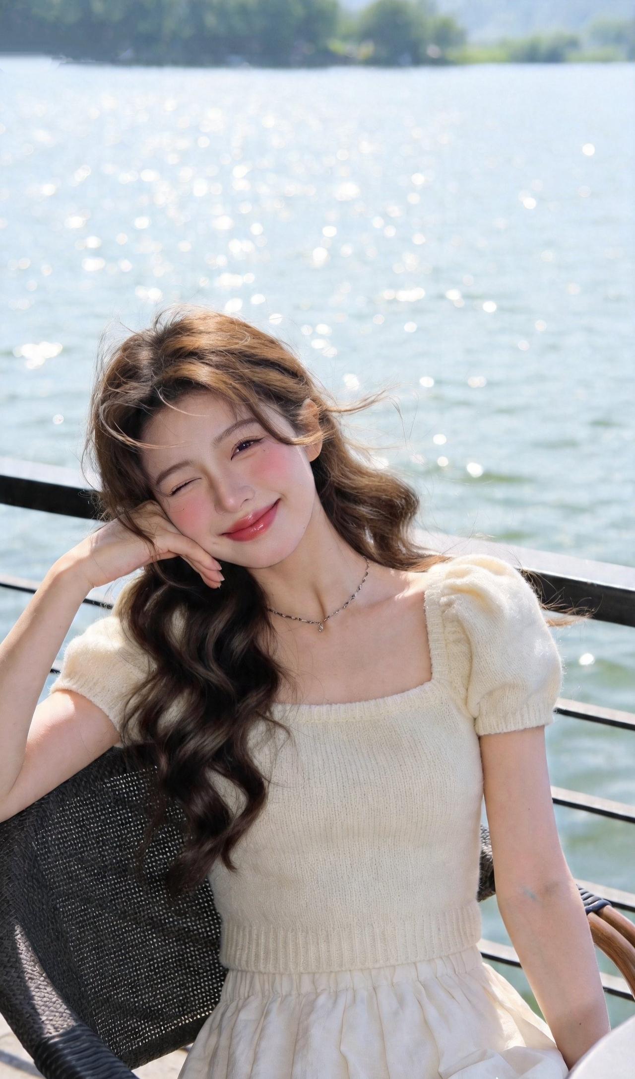 阳光下的温柔微笑，湖畔的浪漫时光少女风写真照 有没有好看的海边图片 普通人怎么营