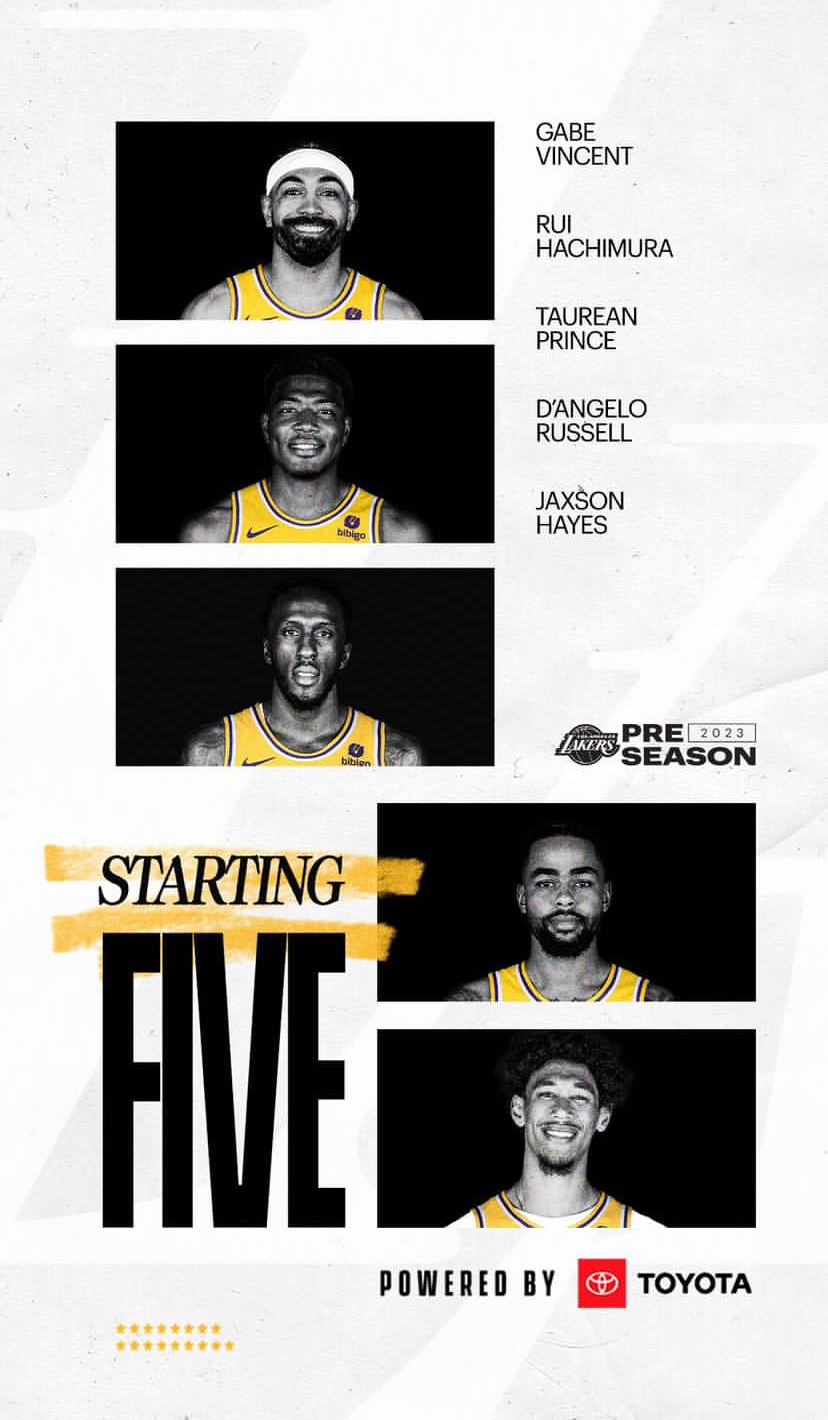 #湖人vs国王##NBA季前赛# 今日首发，无詹无眉，纯粹练兵的一天。湖人今日首