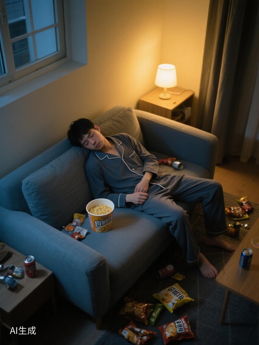 男人拖着疲惫的身躯推开家门，仿佛刚经历了一场无声的战役。白天的厮杀耗尽了他所有精