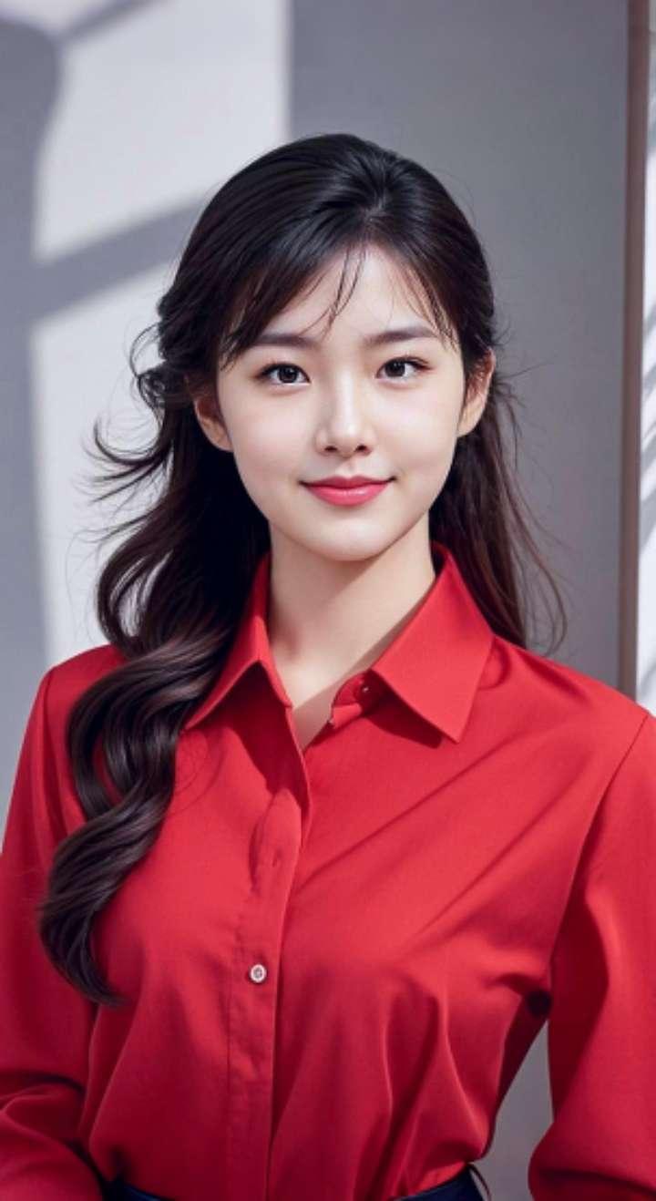 AI扩图 AI红衫佳人