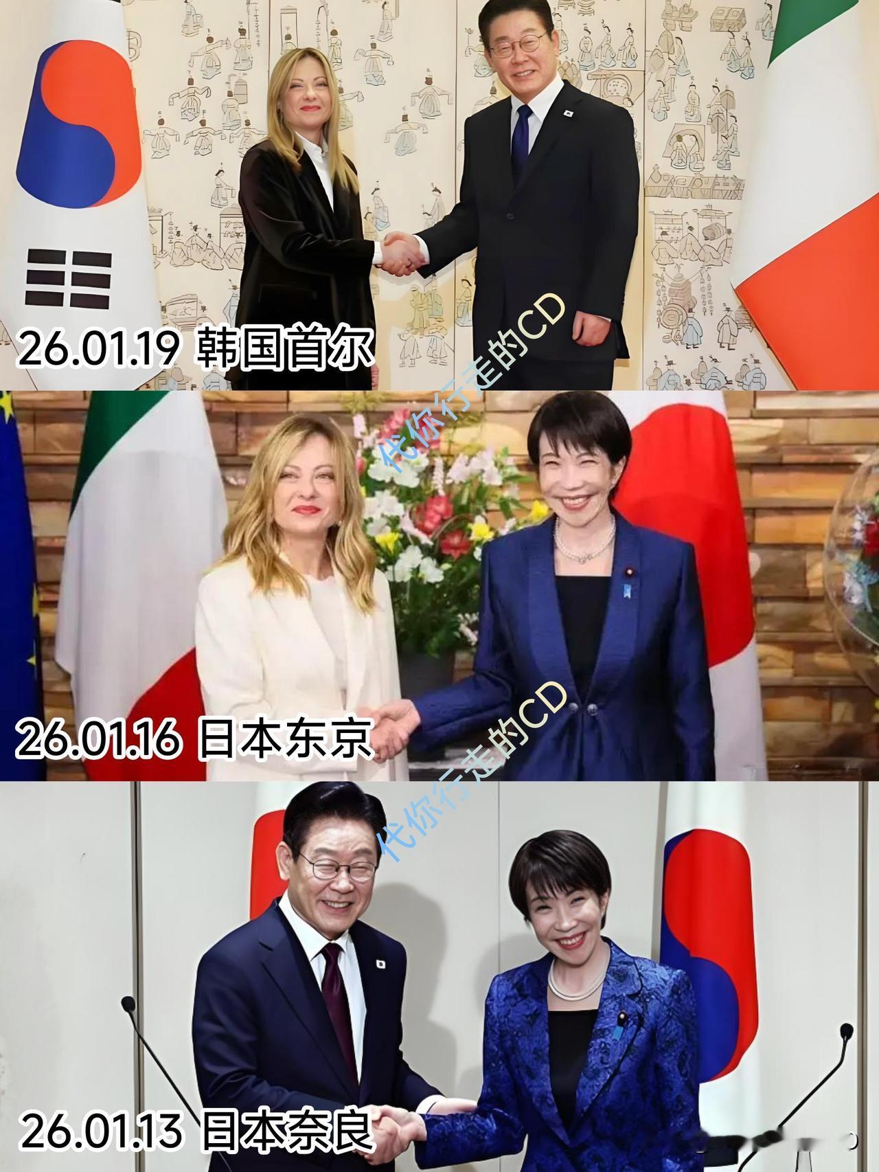 谁又能想到...
过去一周的国际外交舆论，
由这三个人刷着存在感：梅洛尼、李在明
