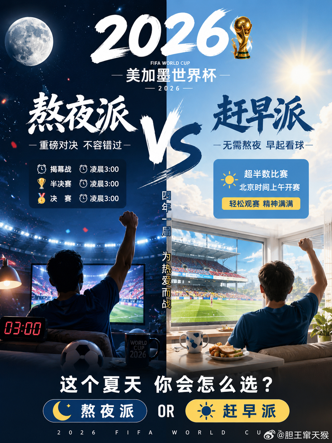 🏆 2026美加墨世界杯明晨正式揭幕！由于横跨美国、加拿大、墨西哥三国举办，本