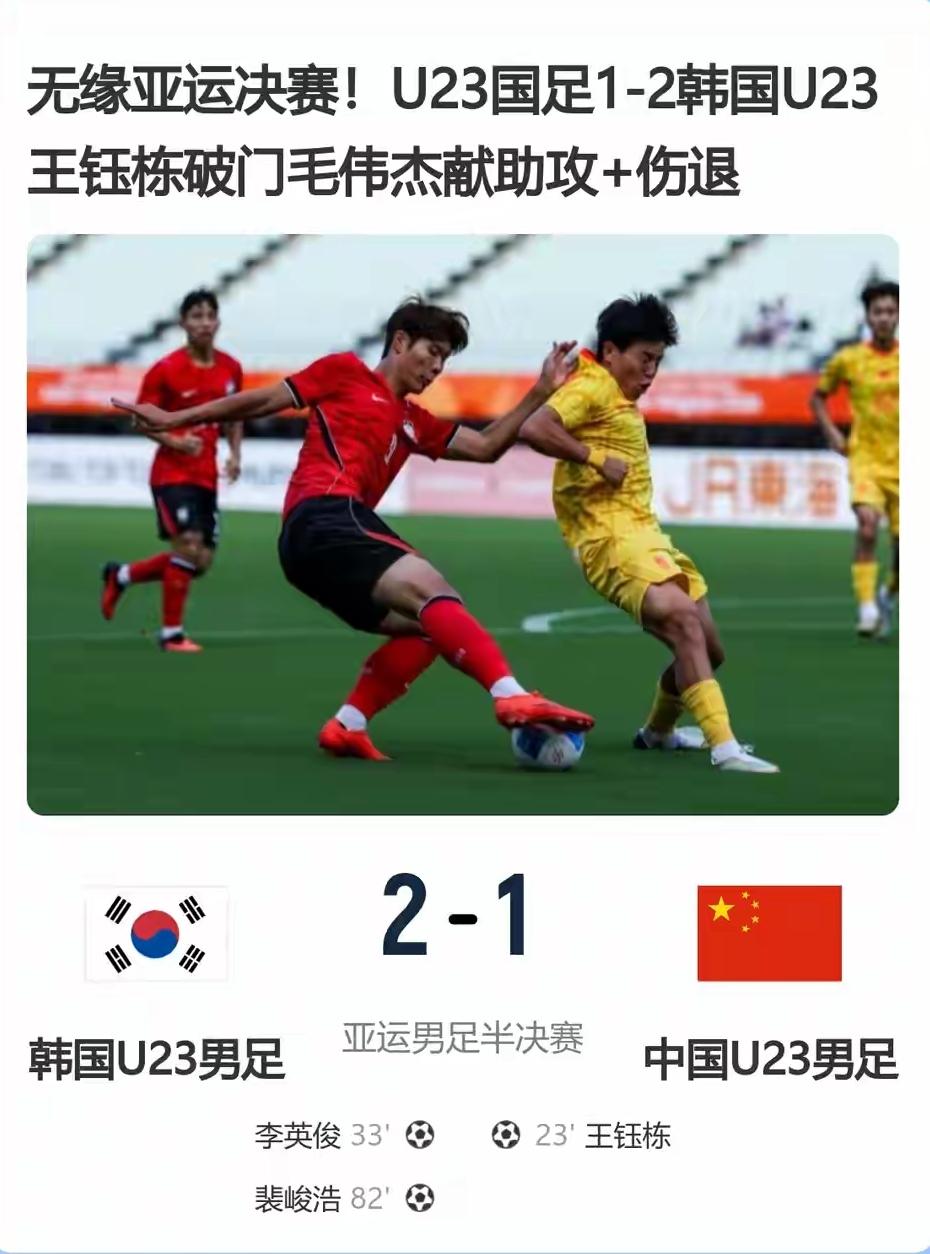 U23惜败韩国！虽有遗憾，但看到了希望
 
2‑1不敌韩国U23，这场球看得心里