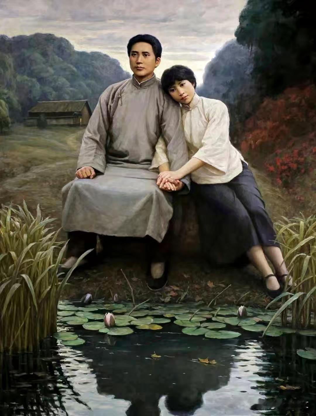 至美画作，献给七一。《清水塘畔》出自李自健手笔，拂晓晨光漫洒塘面，荷叶凝露，浅水