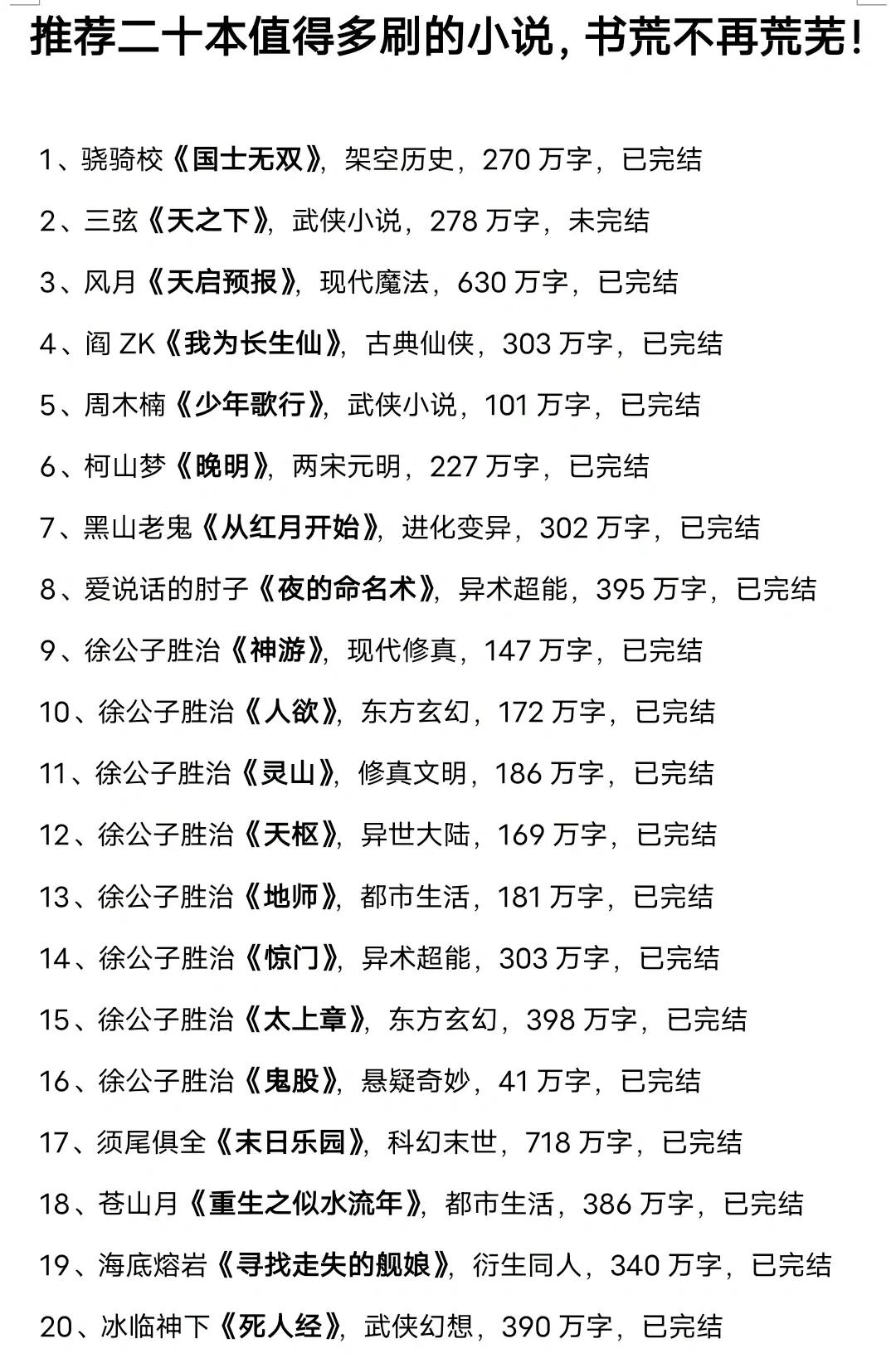 推荐二十本值得多刷的小说，书荒不再荒芜！