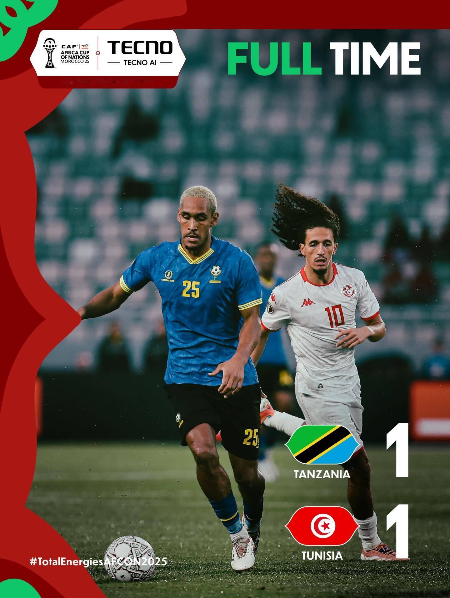 非洲杯 小组赛：坦桑尼亚1：1突尼斯队。🎖️ 突尼斯队前锋加尔比🇹🇳当选本
