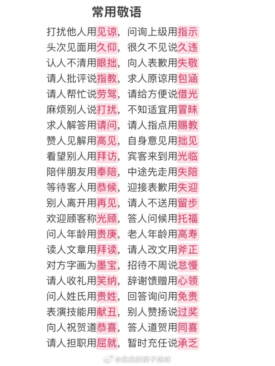 职场常用敬语 