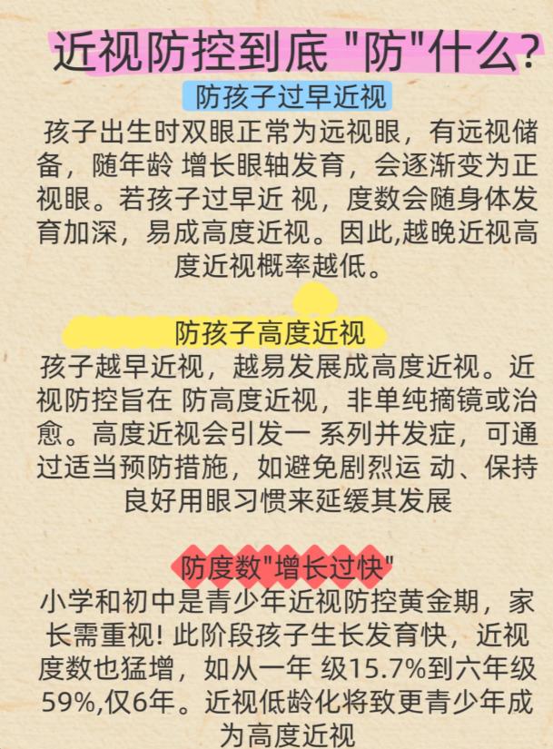 近视防控到底在防什么？
1、过早的近视，近视能提前被预知。
2、防成为高度近视