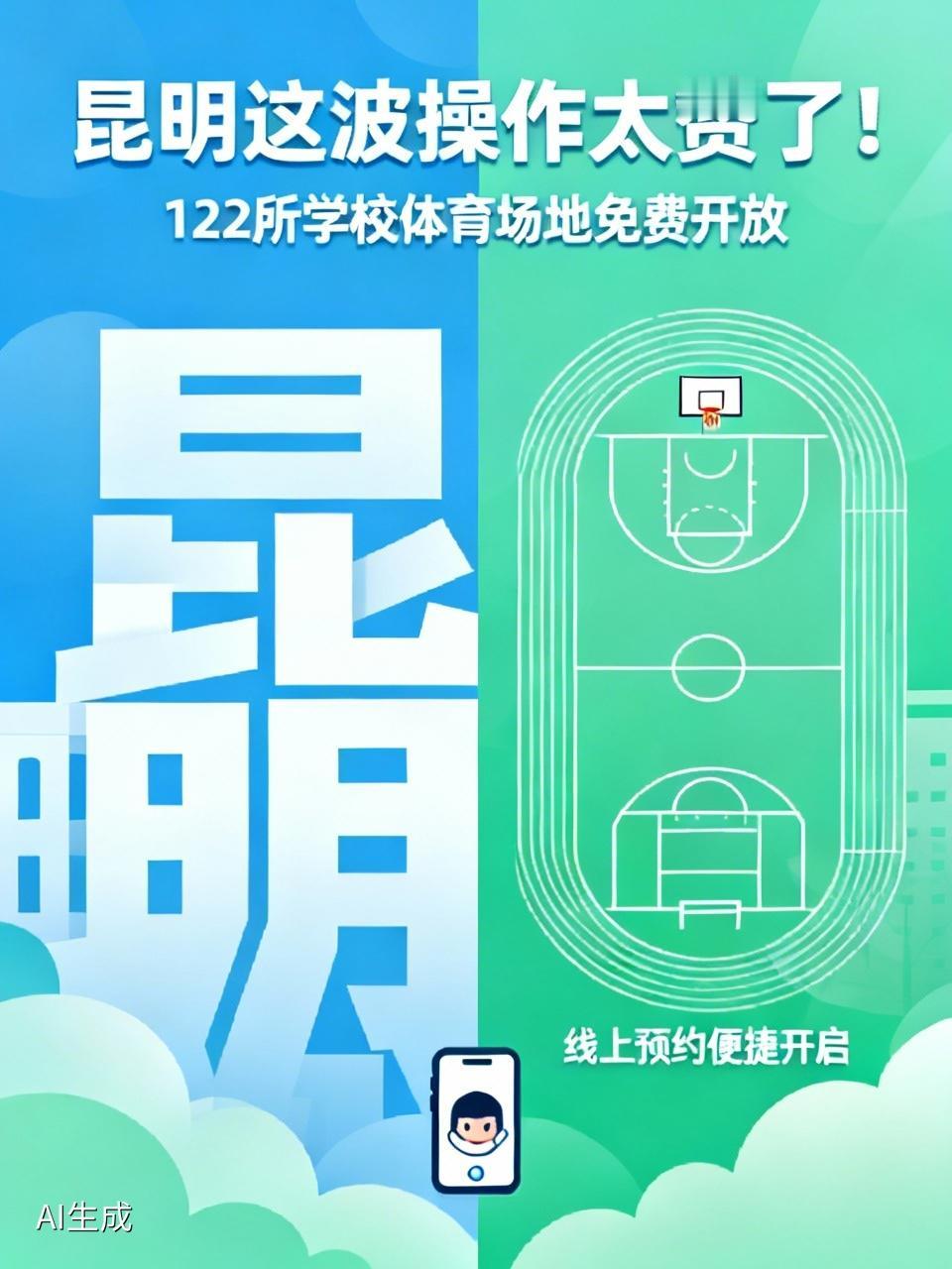 昆明这波操作太赞了！122所学校体育场地免费向社会公众开放，这下咱运动的地儿更多