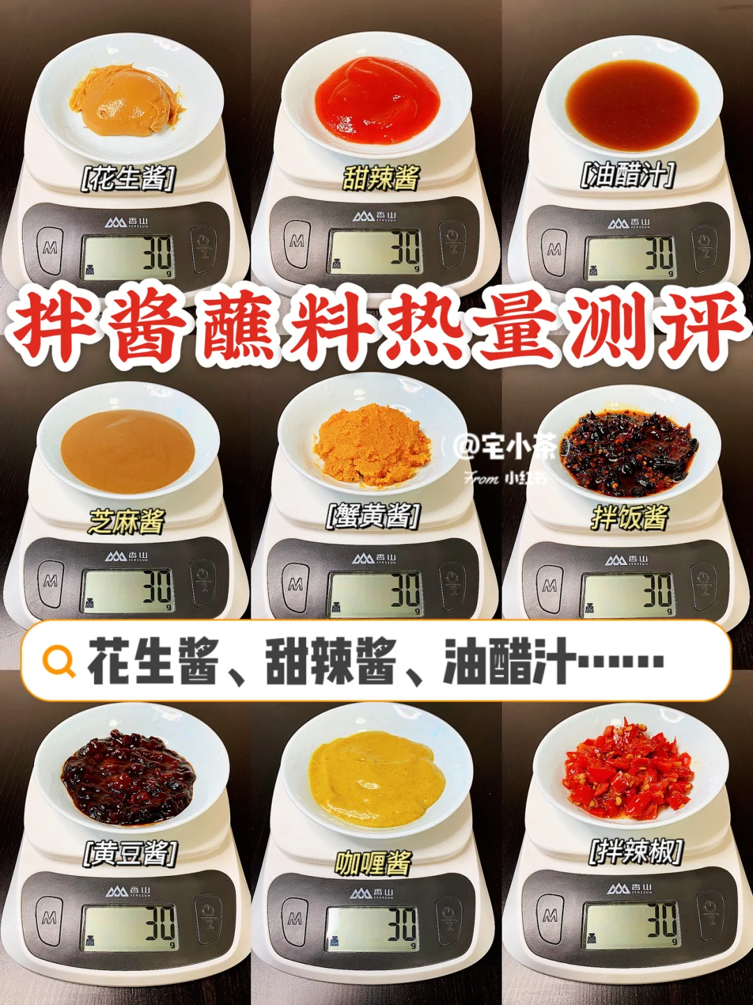 拌酱蘸料热量测评｜花生酱、甜辣酱、油醋汁……