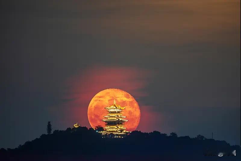 看到“西山观月落”
画面感瞬间拉满
站在西山之上
静看月亮渐落
场景静谧美好
我