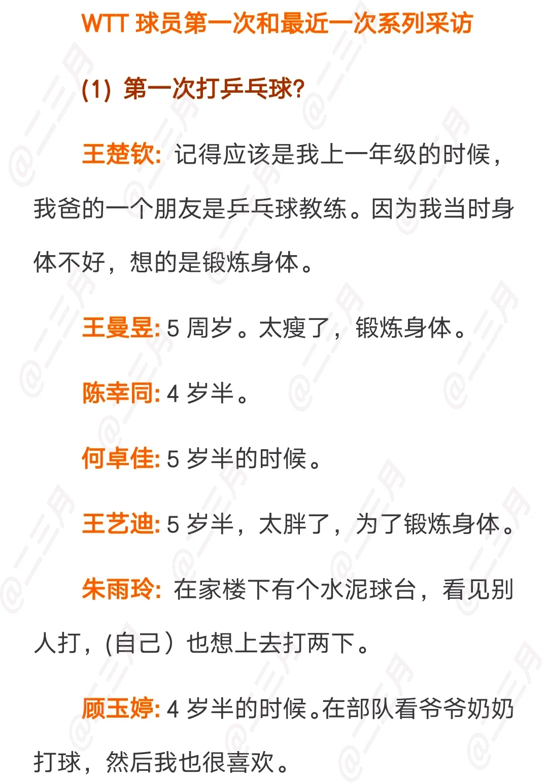 第一次和最近一次系列采访