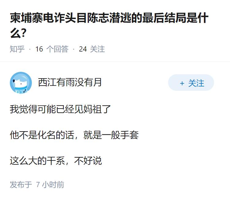 柬埔寨电诈头目陈志潜逃的最后结局是什么？