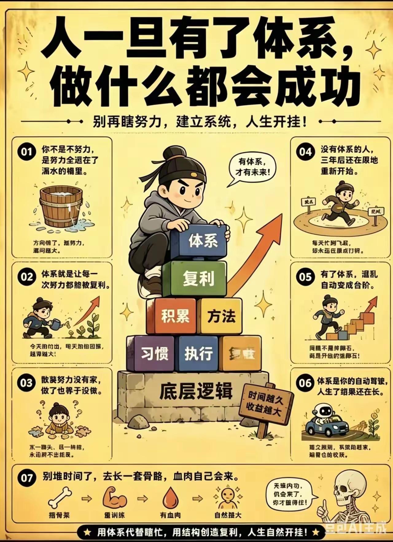 别再瞎努力了！人一旦有了体系，做什么都顺风顺水✨
 
很多人一辈子碌碌无为
不是