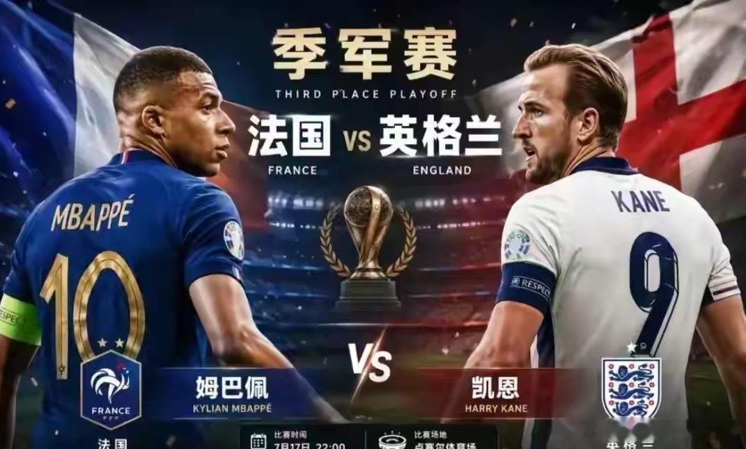 法国vs英格兰季军对决！姆巴佩再战凯恩，胜平负比分深度推演温馨提示：本文仅球迷娱