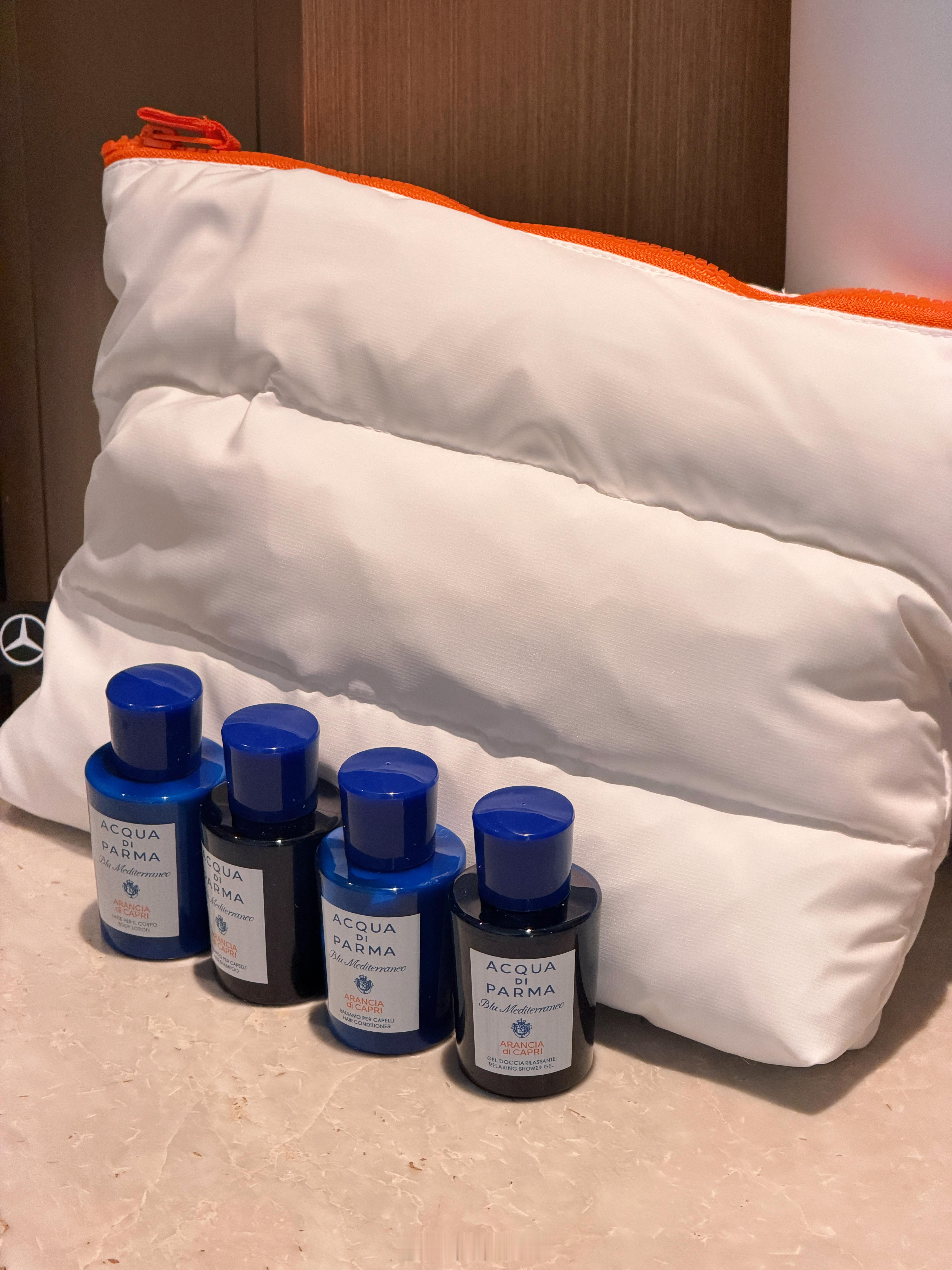 上一条开箱视频我给大家在评论区准备了个奔驰洗漱包，里面是帕尔玛之水的洗漱用品哈 