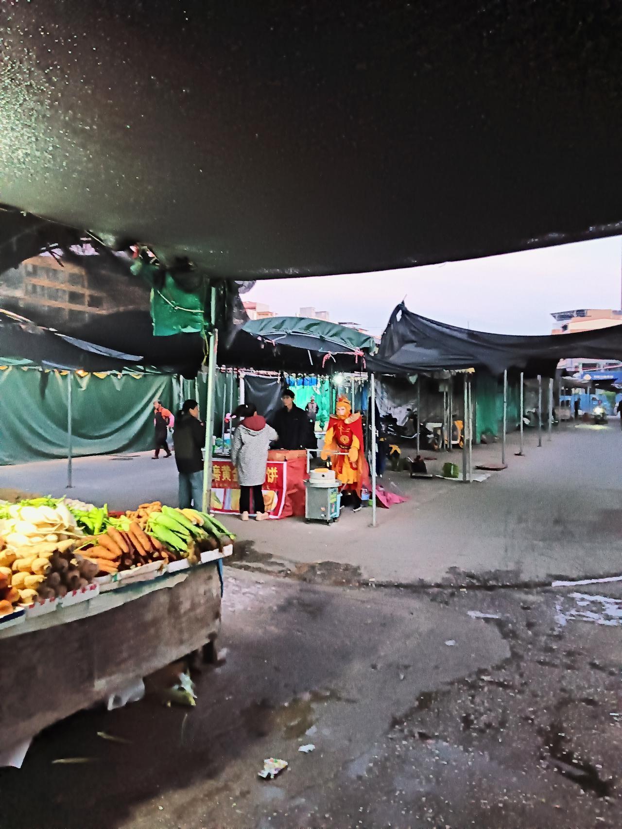 早上又经过贵港市港北龙圣小市场，进里面见摆摊的逐渐多起来。最主要的靓点是孙悟空也