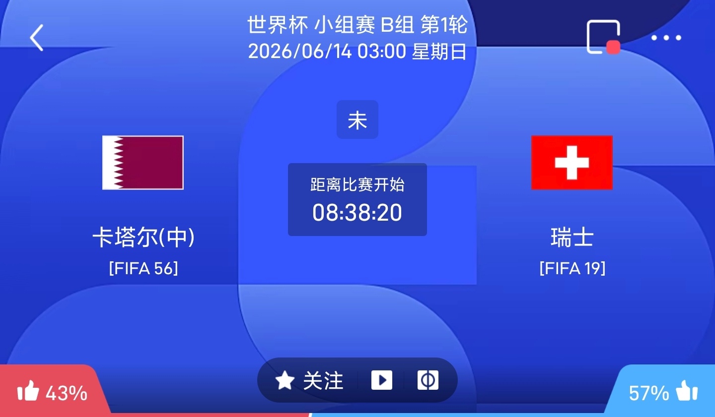 周六005 卡塔尔VS瑞士更多   足球计划臻选开赛时间：06-14 03:00
