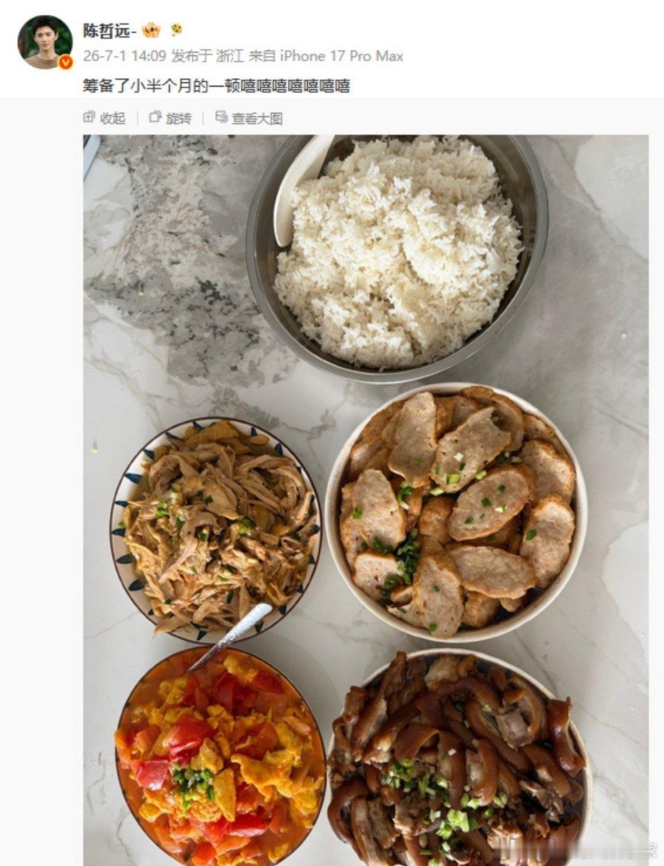谁家吃米饭拿这大勺子盛啊他是真爱吃啊每次吃饭都得盛一大碗，陈哲远是我见过除了潘玮