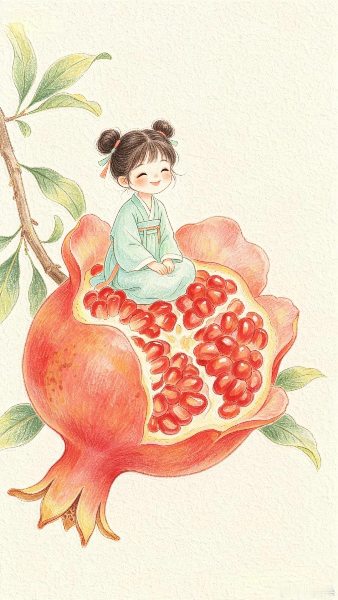 古风花中仙小精灵插画壁纸 