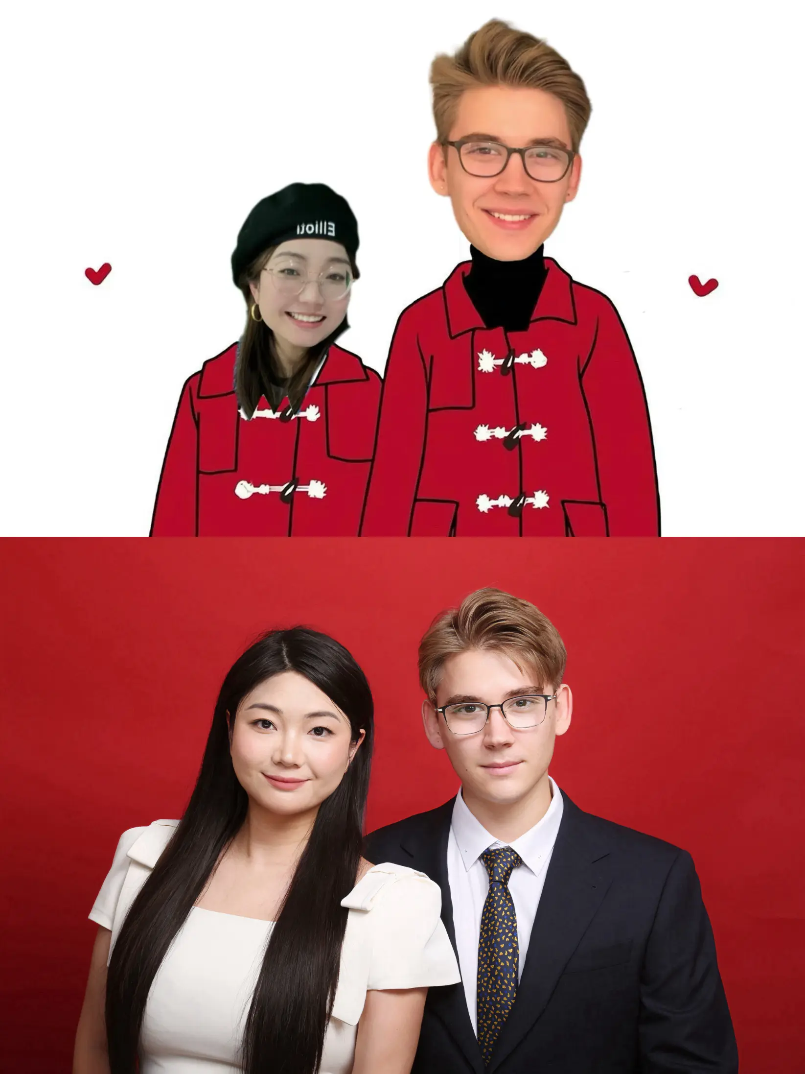 从网恋时期p的合照到结婚登记的红底照，不变的是我们一直坚定地选择彼此。❤️