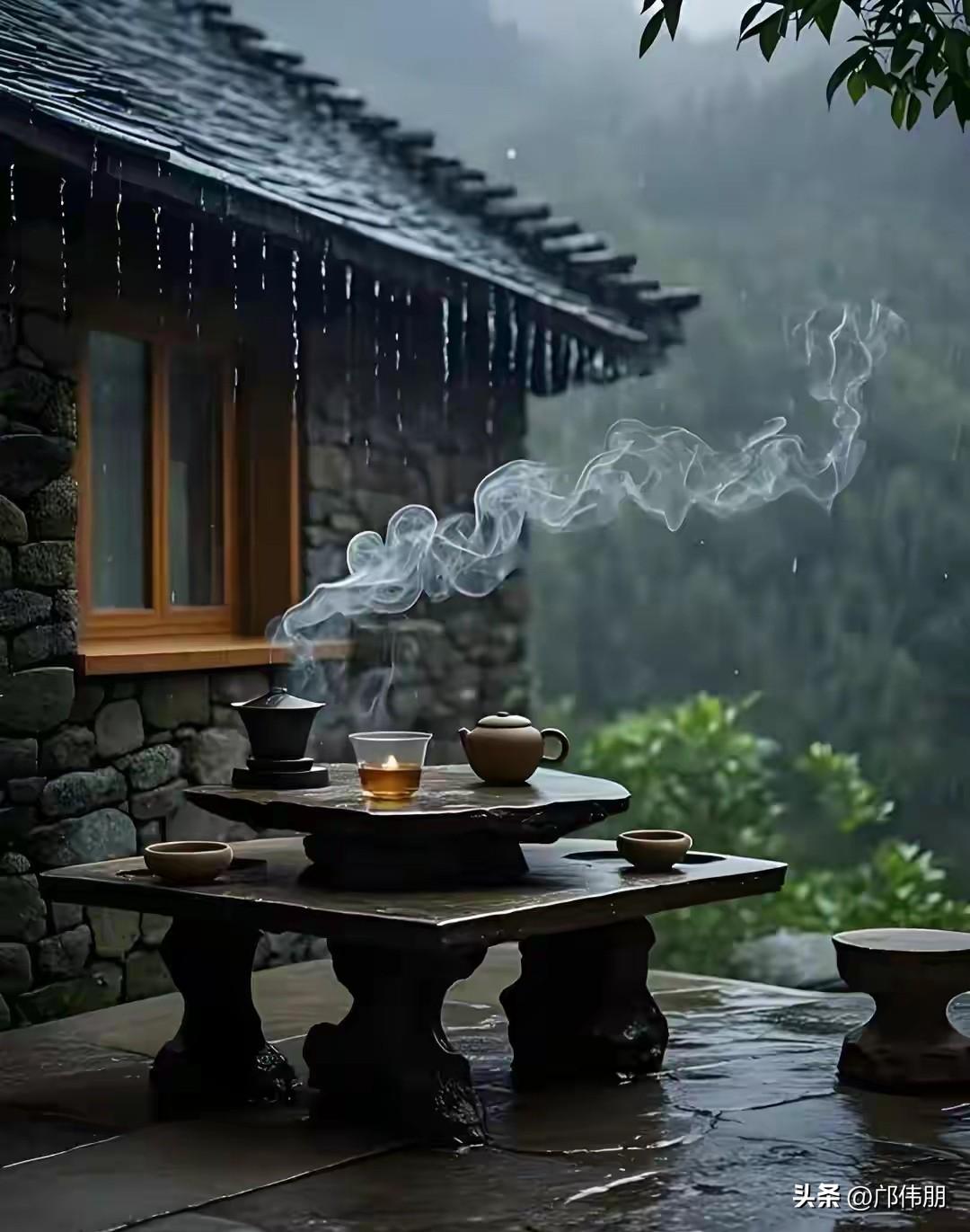 七律·雅情
小窗风细煮茶清，
半卷诗笺对晚晴。
竹影移阶添墨趣，
松声入案和琴鸣