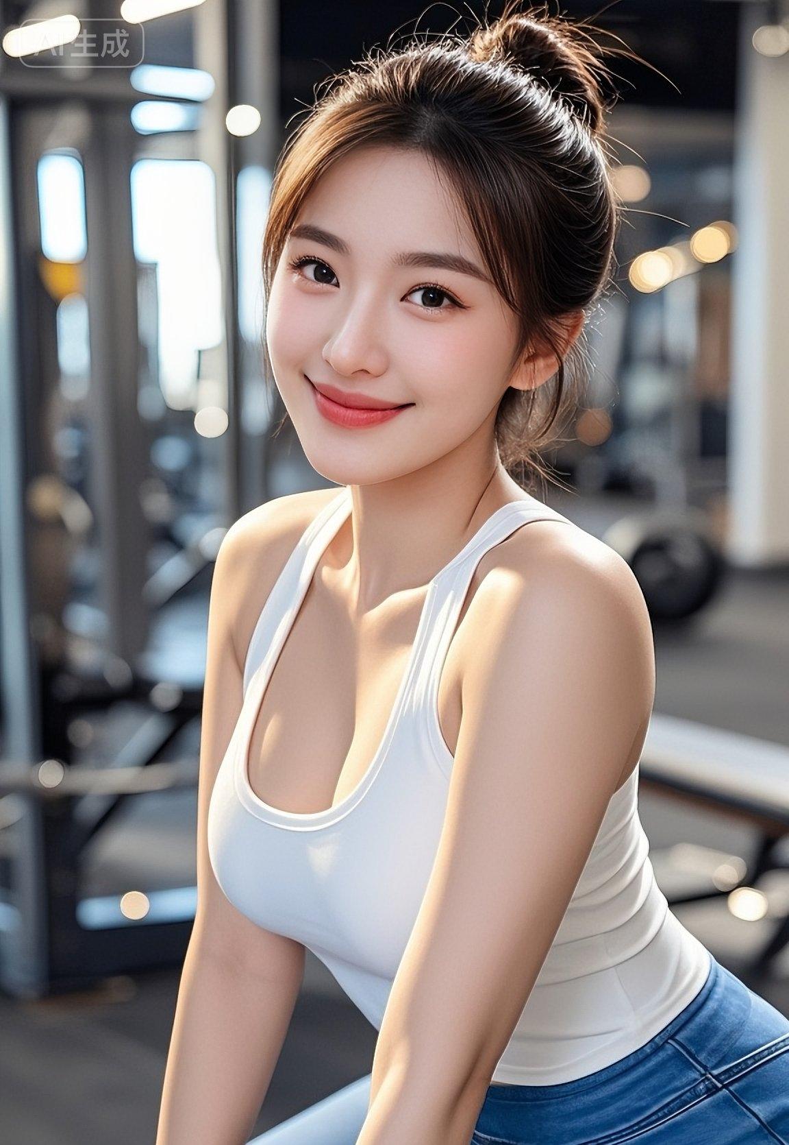 这女子好有活力，健身穿搭阳光又动感，元气满满，尽显健康自信之美！健身运动美女 元