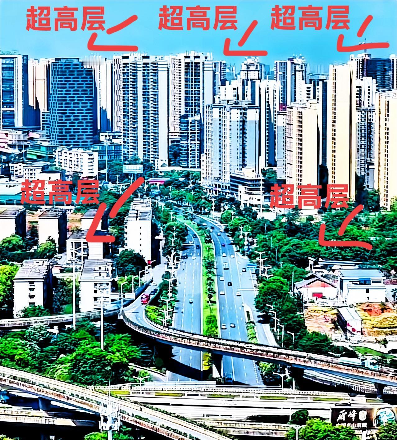 衡阳市区的这个地方，就是杨柳立交桥地段，没有超高层的配合，都是一般的高楼是最大的