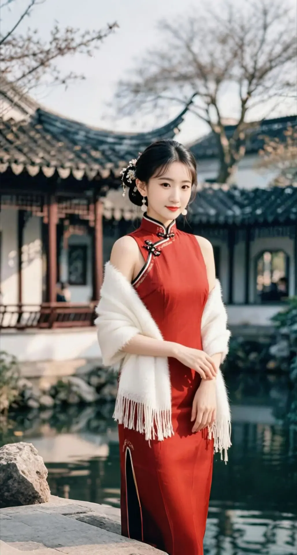 AI扩图 AI园林旗袍写真