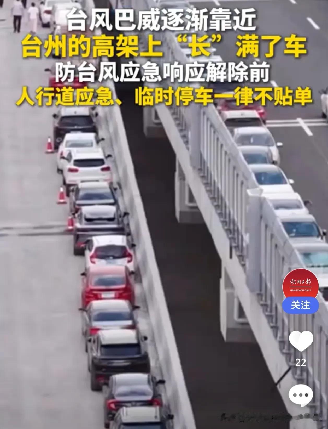 台风“巴威”来势汹汹！台州高架桥这一幕却火了，网友：太人性化！

台风天最怕什么