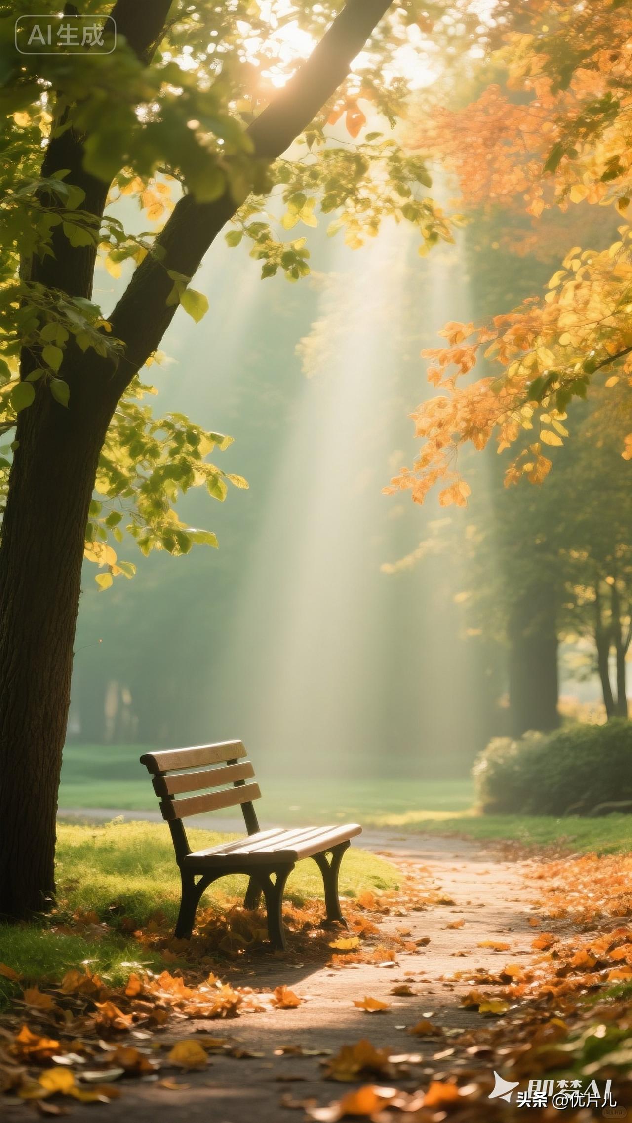 春天的公园，连风都带着温柔的味道。
走在林荫道上，阳光碎成光斑落在肩头，
不用赶