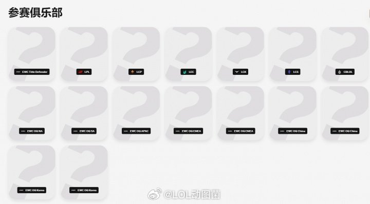 2026世界杯LOL项目共十六支队伍参与：LCK四支 LPL、LEC各三支 今日