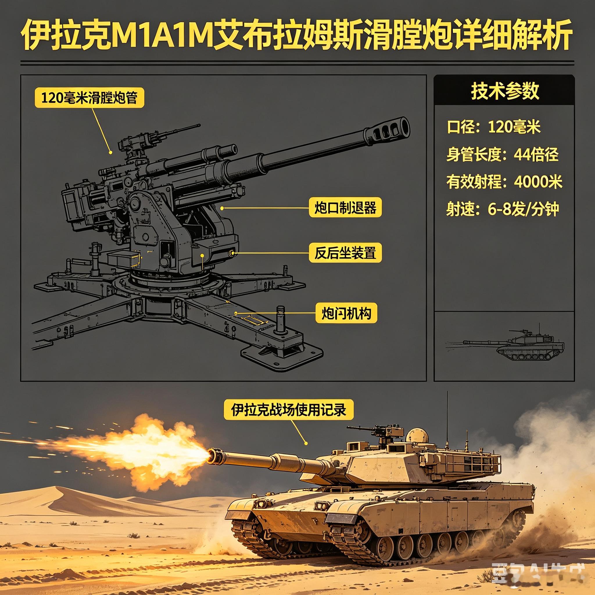 军事ai新视野ai热力追踪 伊拉克 M1A1M 艾布拉姆斯（精简版）（图片由豆包