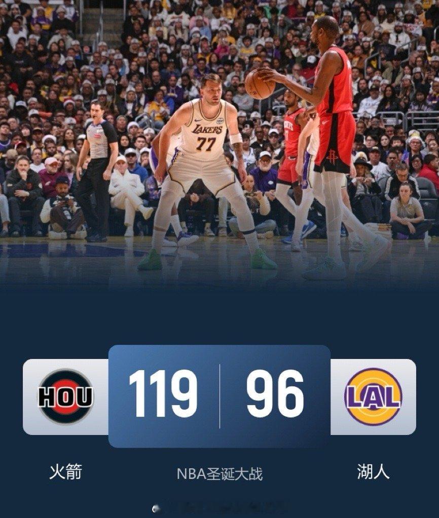 火箭轻松取胜湖人…詹姆斯个人圣诞大战生涯第9败，-33的正负值也是圣诞大战历史第