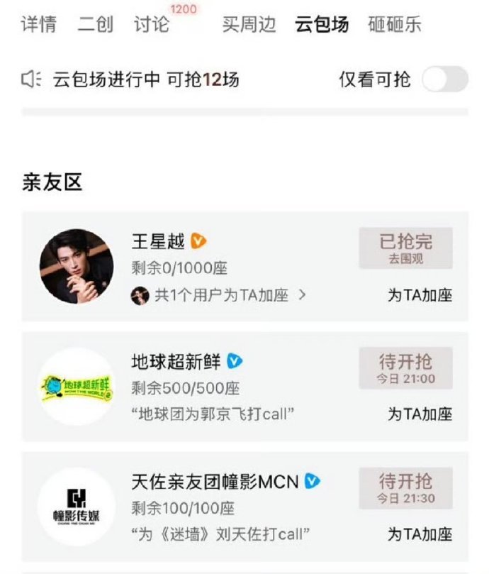 王星越给《暴虎冯河》导演邢键钧作品《迷墙》云包场1000座 