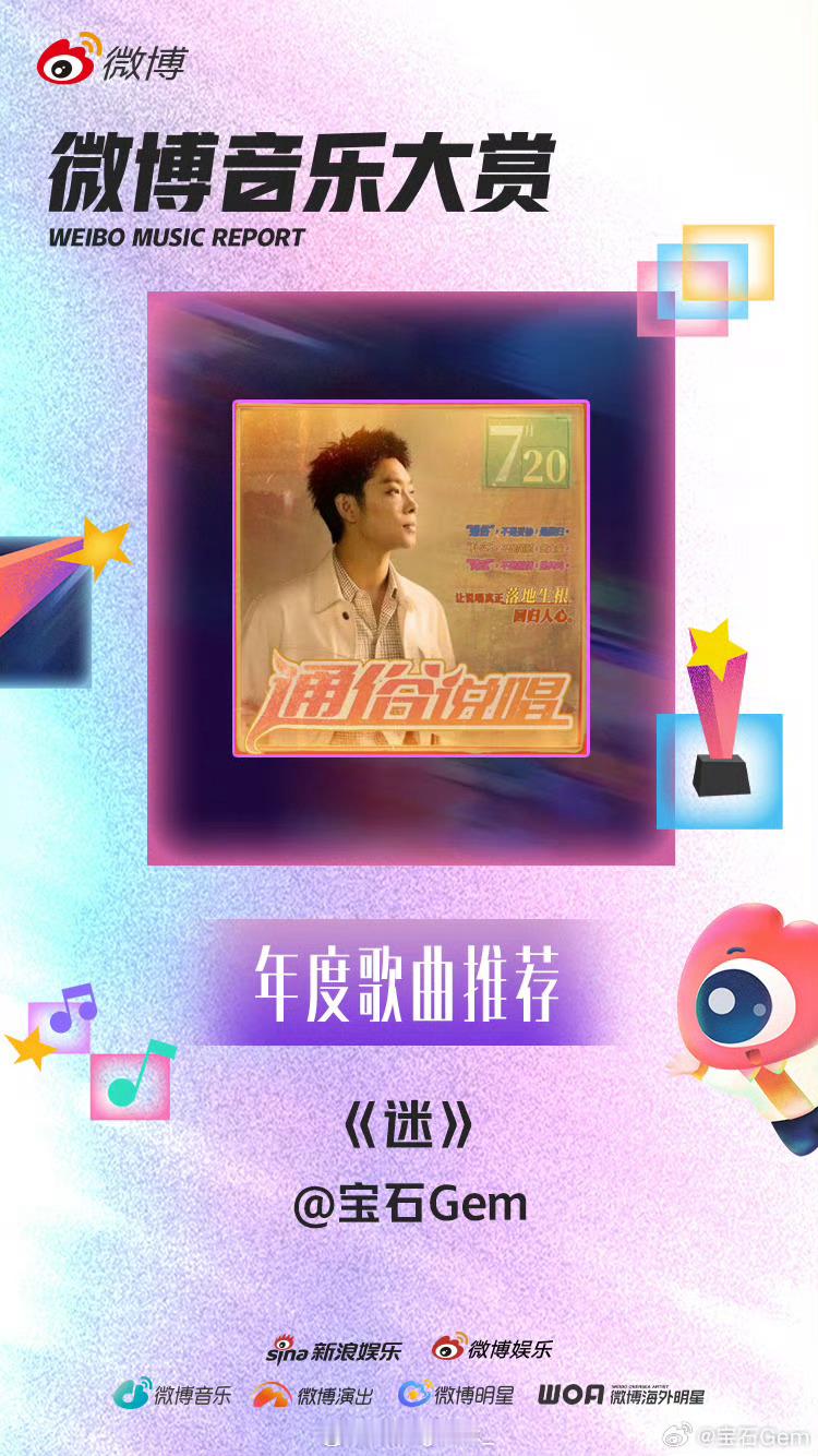 微博音乐大赏官宣宝石老舅的单曲《迷》入围年度歌曲提名🔥宝石老舅