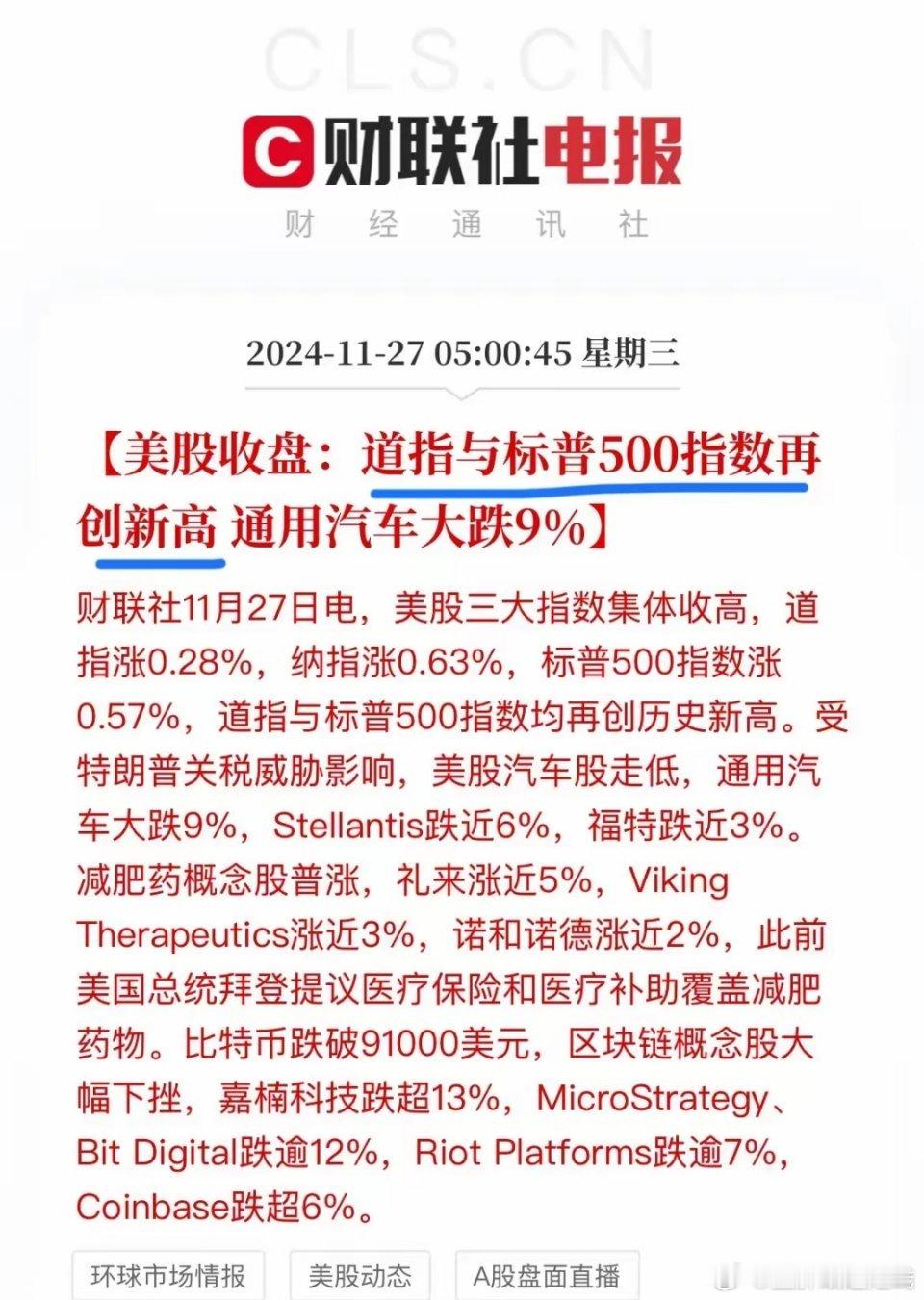 美股又又又创新高了！难道美股就不会恐高？昨晚道指上涨0.28%，收44860.3