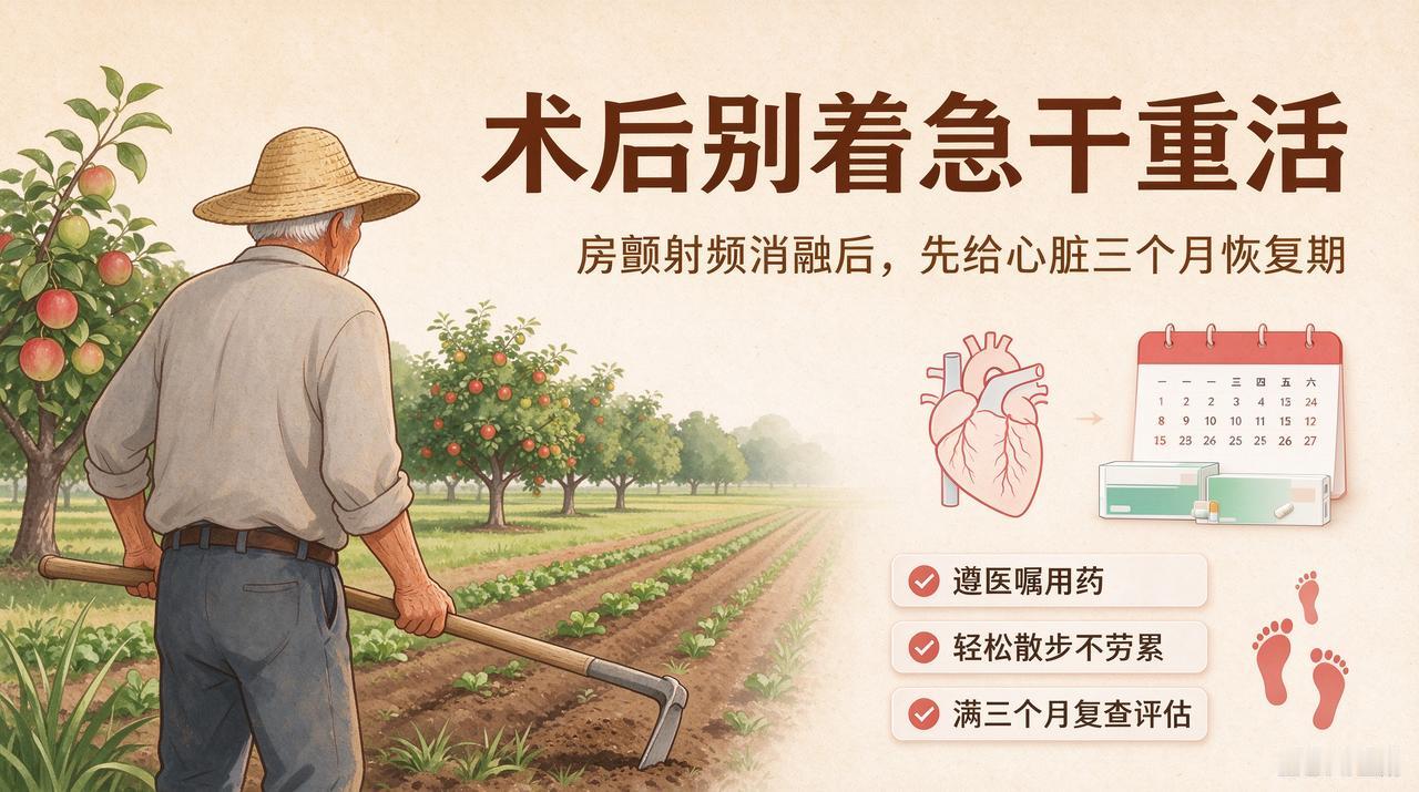房颤消融术后20多天反复心慌，农民病友最牵挂：啥时候能下地干活？
 
前几天和一