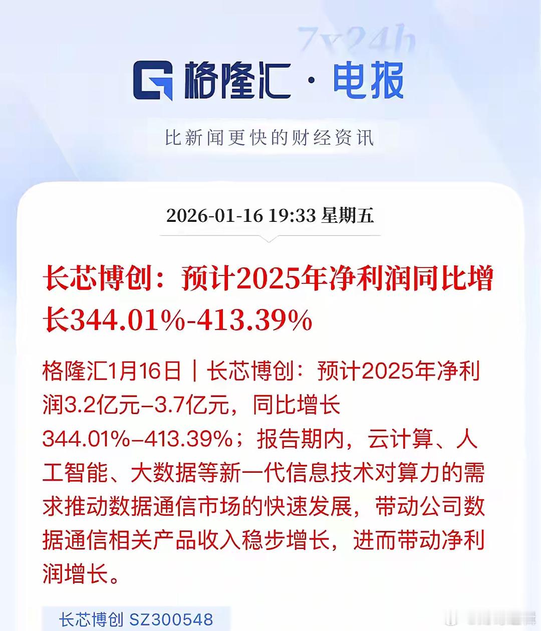 CPO再迎利好，光模块长芯创博2025年业绩预告，净利润暴涨340%-410%，